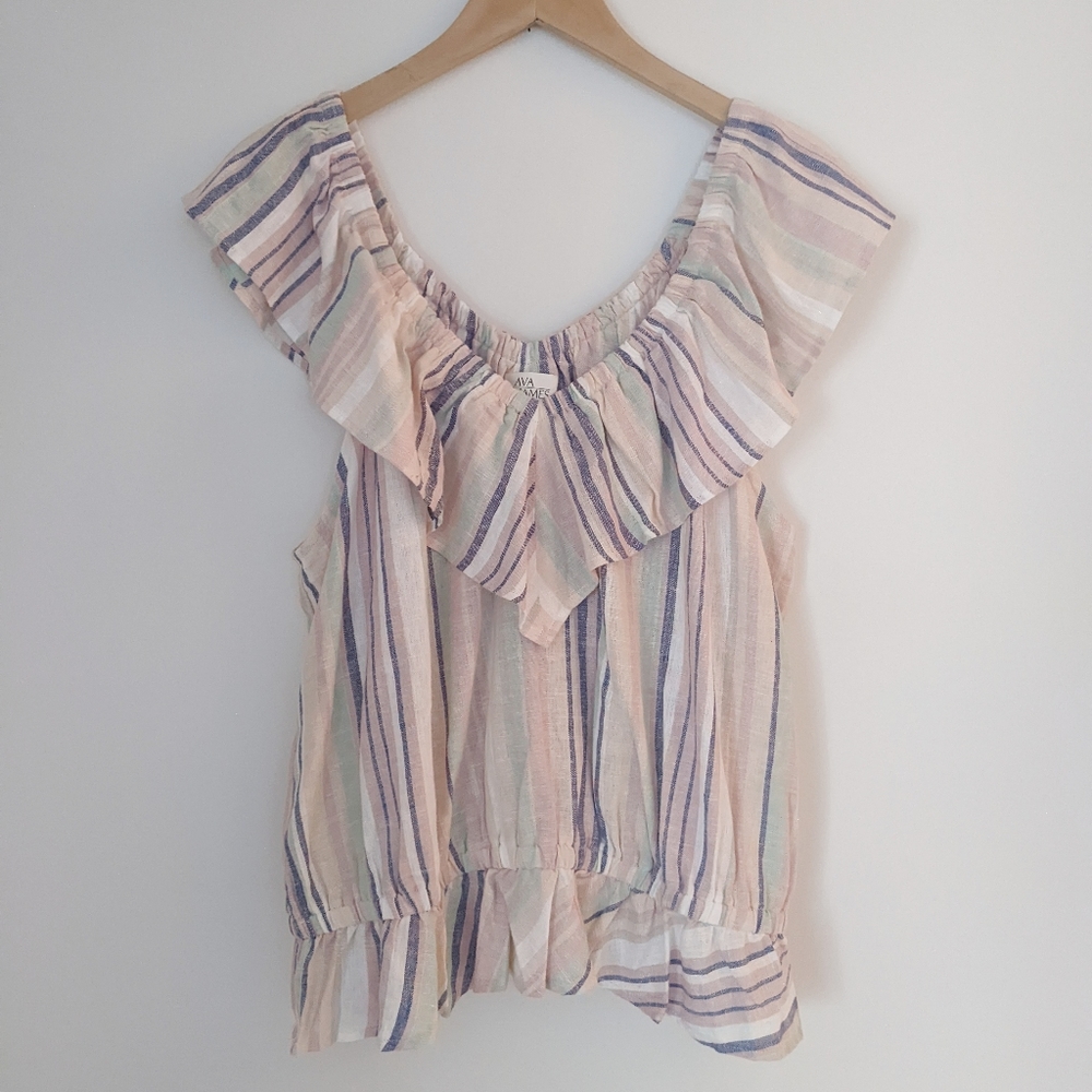 Ava James linen sleeveless top. Size XL